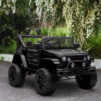 HOMCOM Voiture électrique pour enfants 12V avec télécommande, suspension à 4 roues, phares et klaxon, MP3, vitesse 3-5 km/h, pour 3-6 ans - noir(m-10)