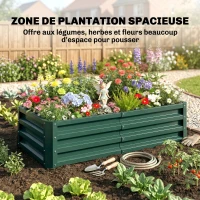 Outsunny Carré potager de jardin rectangulaire tôle d'acier ondulée 120 x 60 x 30 cm vert foncé(m-4)