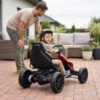 HOMCOM Elektro Go-Kart für Kinder 3-5km/h Gokart mit 2-Fach verstellbarem Geschwindigkeit, Sicherheitsgurt, EVA-Räder für 3-8(m-8)