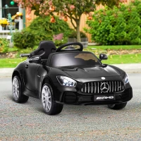 HOMCOM Voiture véhicule électrique Enfants 12 V - V. Max. 5 Km/h Effets sonores, Lumineux, télécommande Mercedes-AMG GT R Noir(m-10)