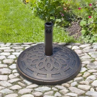 Outsunny Pied de Parasol Base de lestage Parasol Rond résine Imitation Fonte Motif Rosace Ø 49 cm Poids Net 14 Kg Bronze(m-10)