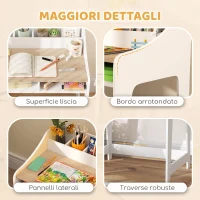 AIYAPLAY Set Scrivania e Sedia per Bambini 3-8 Anni con 3 Scomparti Aperti, Bordi Arrotondati, in Legno, Color Legno(m-7)