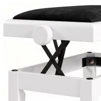 HOMCOM Verstelbare pianobank met gevoerd kussen, fluweellook en rubberhouten poten, wit(m-11)