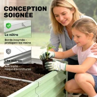 Outsunny Carré Potager de Jardin Rectangulaire, Tôle d'Acier Ondulée, 120 x 60 x 30,5 cm, Vert(m-7)