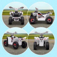 HOMCOM Quad Eléctrico para Niños 6V Quad para Niños de 18-36 Meses con Avance y Retroceso Velocidad de 2,5 km/h Blanco(m-7)
