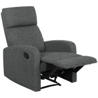 HOMCOM Relaxfauteuil, verstelbare ligstoel met aanpasbare beensteun, moderne woonkamerfauteuil met stoffen bekleding, grijs(m-10)