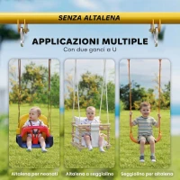 AIYAPLAY Struttura per Altalena da Giardino con 2 Ganci, in Acciaio, 128x155x157 cm, Giallo e Blu(m-4)