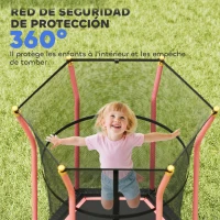 HOMCOM Cama Elástica Infantil Trampolín para Niños +3 Años con Red de Seguridad 122x111x190 cm Rojo(m-6)