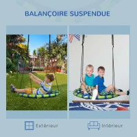 Outsunny Balançoire nid d'oiseau ronde hauteur réglable à suspendre enfant adulte jardin capacité de charge 150 kg Ø 100 cm bleu(m-5)
