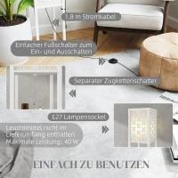 HOMCOM Staande lamp met rasterpatroon, 2-laags schappen, geschikt voor diverse lichtbronnen, wit(m-6)