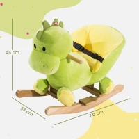 HOMCOM Balancín Infantil en Forma de Dinosaurio de Felpa para Bebés 18-36 Meses con Sonido Cinturón de Seguridad Manillar y Reposapiés 60x33x45 cm Verde(m-3)