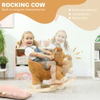 AIYAPLAY Baby Rocking Horse with Safety Belt, Wood Base, Animal Rocker for Children, Brown(m-4)