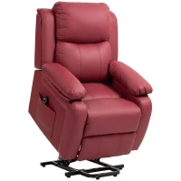 HOMCOM Poltrona Alzapersona Reclinabile con Poggiapiedi e Telecomando, in Pelle PU, 76x90x105 cm, Rosso(m-1)
