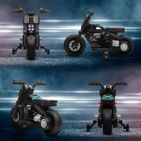 HOMCOM Kids Electric Motorbike with Siren, Horn, Headlights, Music, Training Wheels, for Ages 3-5 Years - Black(m-8)