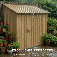 Outsunny Lot de 12 Panneaux en Acier Galvanisé Résistant aux Intempéries, Bois Naturel, Dim. d'un Panneau 129L x 45l cm(m-6)
