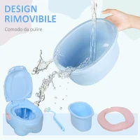 HOMCOM Vasino Per Bambini 6 Mesi-48 Mesi Antiscivolo Ippopotamo Blu (40x30x23cm)(m-5)