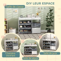 AIYAPLAY Étagère à jouets pour enfants étagère à livres 11 bacs de rangements en tissu non tissé 105 x 30 x 80 cm blanc(m-6)