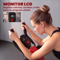 SPORTNOW Máquina Abdominales Plegable con Monitor LCD para Entrenamiento de Cuerpo Completo en Casa Rojo y Negro(m-6)