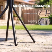 Outsunny Beistelltisch Garten Ø60 x 71 cm wetterfester Gartentisch mit Fußpolster, Rund Stahl 30kg belastbar(m-6)