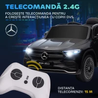 HOMCOM Mașină electrică pentru copii 3-8 ani cu telecomandă, faruri și claxon, negru(m-5)