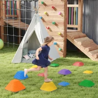 AIYAPLAY Balans-Rivierstenen voor Kinderen, 11 Delen, Antislip, Obstakelstenen voor Motorische Ontwikkeling, Kunststof, Bont(m-2)