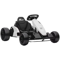 AIYAPLAY 24 V Elektro Go-Kart für Kinder Bis 18 Km/h Gokart mit Drift-Funktion, Drift-Kart mit 2 Motoren verstellbar Sitz Weiß(m-12)