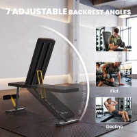 SPORTNOW Adjustable Weight Bench, 300kg Incline Decline Flat Foldable Bench Press with 7 Backrest Positions and Resistance Bands(m-5)