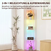 HOMCOM LED vloerlamp met 5 planken, dimbaar, RGB-kleurwissel en afstandsbediening(m-6)