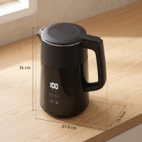 HOMCOM Electric Kettle, 1.7L Fast Boil 3kW Water Kettle with UK Strix Thermostat, LED Display, Keep Warm Function, Black(m-3)