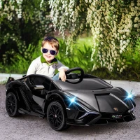 HOMCOM Macchina Elettrica per Bambini 3-5 Anni Lamborghini 12V con Telecomando e Velocità 3-5km/h, Nero(m-2)