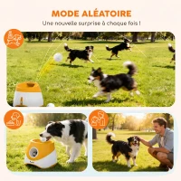 PawHut Lanceur de Balles Automatique avec 3 Balles en ETPU, 3 Réglages de Distance 6m/10m/14m, Intérieur et Extérieur, Orange(m-7)