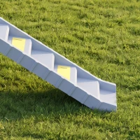 PawHut Dog Car Ramp with Anti-Slip Steps, 10-Steps Pet Stairs for Pets to Access Cars and High Beds, Grey(m-9)