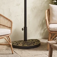 Outsunny Pied de parasol base de lestage parasol demi-cercle poids net 9 kg résine imitation fonte motif fleur bronze(m-2)
