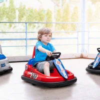 HOMCOM 6V Electric Kids Bumper Car, 6V Spin Waltz Car, with Music, Horn, Lights - Red(m-2)