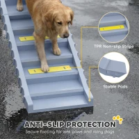 PawHut Dog Car Ramp with Anti-Slip Steps, 10-Steps Pet Stairs for Pets to Access Cars and High Beds, Grey(m-5)