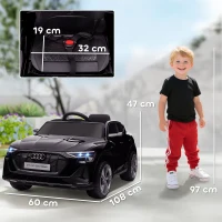 HOMCOM Coche de Batería para Niños 12V Audi E-tron con Mando a Distancia Faros Bocina Música Velocidad 3-5 km/h Negro(m-3)
