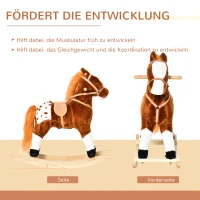 HOMCOM Schommelpaard kinderen hinniken schommeldier schommelspeelgoed bruin(m-7)
