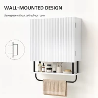 HOMCOM Bathroom Wall Cabinet Modern Space Saver Wall Mounted Cabinet Doors Storage White(m-6)