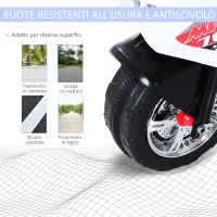 HOMCOM Moto Elettrica per Bambini da 3-5 Anni Motorino Elettrico Giocattolo 3 Ruote con Musica, Velocità 3KM/h, Luci 112×51×72.5cm(m-7)