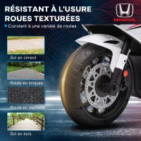 HOMCOM Moto Électrique Enfants sous Licence HONDA 6 V, 3 Km/h, Musique & Lumière, 2 Roues d'Entraînement, Blanc(m-4)