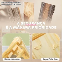 AIYAPLAY Triângulo de Escalada de Madeira 2 em 1 Escalada para Crianças de 18-48 Meses com Rampa para Deslizar ou Escalar 147x64,5x63 cm  Madeira(m-5)