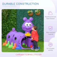 Outsunny Kids Play Tunnel, Caterpillar Crawling Tunnel, for Ages 3-6 Years - Purple(m-5)