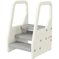 AIYAPLAY Taburete para Niños Ajustable de 2 a 3 Peldaños Torre de Aprendizaje Escalera para Niños de 2-5 Años Gris(m-11)