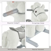 HOMCOM hobbelpaard voor kinderen baby schommeldier hert met dierengeluiden speelgoed handgrepen voor 18-36 maanden pluche wit 65 x 26 x 55 cm(m-6)