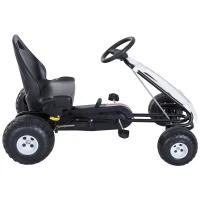 HOMCOM Vélo et véhicule pour enfants kart à pédales siège réglable frein manuel roues AR plastique acier noir blanc(m-5)