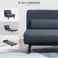HOMCOM Faux Suede 5-Position Futon Single Sofa Bed Dark Grey(m-4)