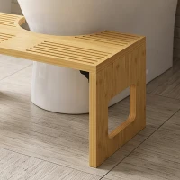 HOMCOM Inklapbare toiletkruk van bamboe, antislip WC-kruk voor volwassenen, eiken(m-12)