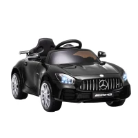 HOMCOM Voiture véhicule électrique Enfants 12 V - V. Max. 5 Km/h Effets sonores, Lumineux, télécommande Mercedes-AMG GT R Noir(m-12)