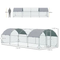 PawHut Walk In Chicken Run Galvanised Chicken Coop Hen Poultry House Cage Pet Playpen Garden with Water-Resist Covers(m-3)