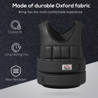 HOMCOM 10kg Weighted Vest, Adjustable Running Weight Vest with 38 Weight Bags for Men or Women Cardio Exercise, Black(m-7)